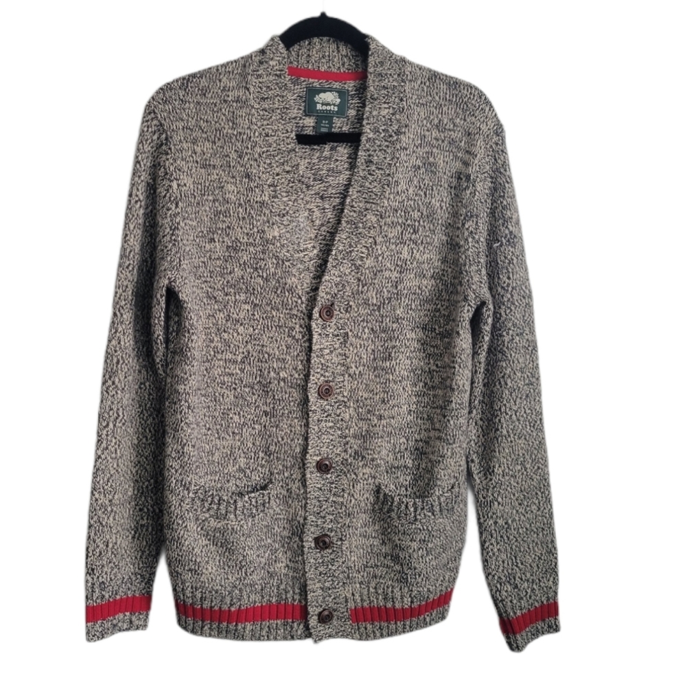 Roots Gray and Red Women's Cardigan Sweater
